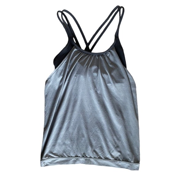 Women’s ATHLETA Size S Gray Black Hidden Agenda Strappy Tank Top Shirt Small Bra - Picture 2 of 9